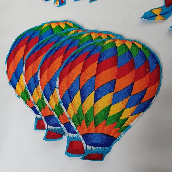 Hot Air Balloons And Kites Fabric Cutout 49 Pieces For Applique Crafting Rainbow - Picture 10 of 15